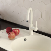 Смеситель для кухни Lemark COMFORT с подключением к фильтру питьевой воды, высота излива 21 см, длина 18 см, латунь/жасмин LM3073PJS