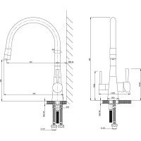 Смеситель для кухни Lemark Комфорт с гибким изливом, с подключением к фильтру питьевой воды, никель/бежевый LM3075BN-Beige