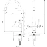 Смеситель для кухни Lemark Эксперт с гибким изливом, с подключением к фильтру питьевой воды, сталь/серый LM5083S-Gray