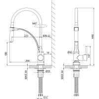 Смеситель для кухни Lemark Соул с гибким изливом, черный LM6007BL