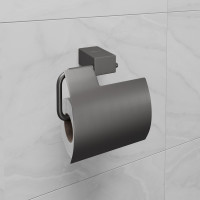 Держатель для туалетной бумаги Lemark SMOOTH LINE с крышкой, графит 9726012
