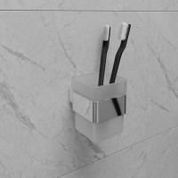 Стакан для зубных щеток Lemark SMOOTH LINE с держателем, хром 9731013