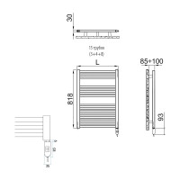 Полотенцесушитель электрический IRSAP ARES/EI 818/580 CL.50 B01 EIS058I50IR01NNN02