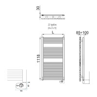 Полотенцесушитель электрический IRSAP ARES/EK 1118/580 CL.50 B01 EIM058K50IR01NNN01