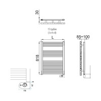 Полотенцесушитель IRSAP ARES/EK 818/580 электр., 15 трубок, B01, белый EIS058K01IR01NNN01