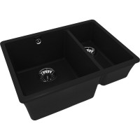 Кухонная мойка из кварцгранита Lemark SINARA 550.2-U цвет: антрацит комплектация: крепеж, сливная арматура с переливом в комплекте арт. 9910079