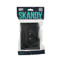 Розетка 2-местная IEK SKANDY без заземления без защитных шторок 10А в сборе SK-R10Bl черный SK-R20-10-K02-F