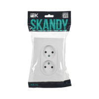 Розетка 2-местная IEK SKANDY без заземления без защитных шторок 10А в сборе SK-R10W арктический белый SK-R20-10-K01-F