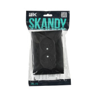 Розетка 2-местная IEK SKANDY без заземления с защитными шторками 10А в сборе SK-R09Bl черный SK-R23-10-K02-F