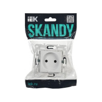 Розетка без заземления IEK SKANDY без защитных шторок 10А SK-R02W арктический белый SK-R10-10-K01