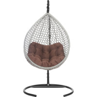 Подвесное кресло-кокон Лаура Montblanc серый + каркас, подушка шоколадная MONB 502