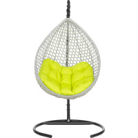 Подвесное кресло-кокон Лаура Montblanc серый + каркас, подушка салатовая MONB 509