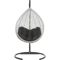 Подвесное кресло-кокон Лаура Montblanc серый + каркас, подушка чёрная MONB 505