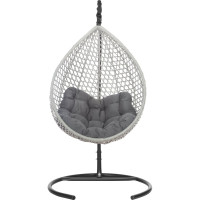 Подвесное кресло-кокон Лаура Montblanc серый + каркас, подушка темно-серая MONB 512