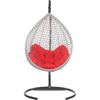Подвесное кресло-кокон Лаура Montblanc серый + каркас, подушка красная MONB 506