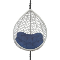 Подвесное кресло-кокон Лаура Montblanc серый + каркас, подушка синяя MONB 510