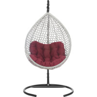 Подвесное кресло-кокон Лаура Montblanc серый + каркас, подушка бордовая MONB 504