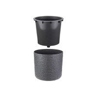 Кашпо IDEA СЛАНЕЦ D200 мм, 3.4 л, с вставкой М 3199 графитовый