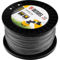 Леска двухкомпонентная EXTRA CORD (2.4 мм, 172 м, зубчатый квадрат, на DIN катушке) для триммера Denzel 96827