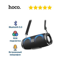 Bluetooth колонка Hoco HC12 10Вт наплечный ремень RGB подсветка черный bt5.0 2x5w aux fm microsd microusb usb громкость +- 6931474765789