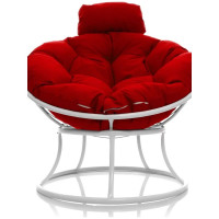 Кресло M-GROUP ПАПАСАН мини без ротанга белое, красная подушка 12060106