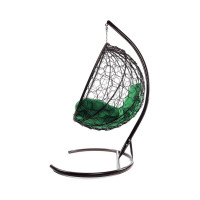 Подвесное кресло M-GROUP КРУГ с ротангом коричневое, зелёная подушка 11050204