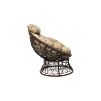 Кресло M-GROUP ПАПАСАН мини с ротангом коричневое, бежевая подушка 12070201