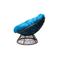 Кресло M-GROUP ПАПАСАН с ротангом коричневое, голубая подушка 12020203