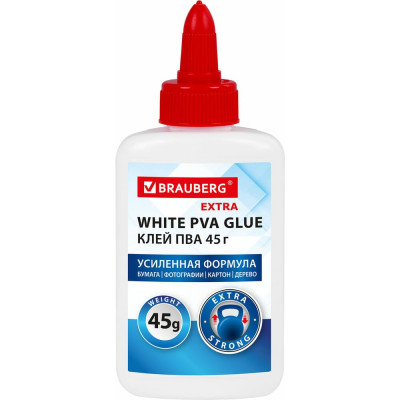 Усиленный клей ПВА BRAUBERG Extra (бумага, фотографии, картон, дерево), 45 г 271938