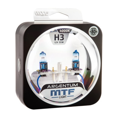 MTF Light Лампа галогеновая Argentum+80% H3, 12В, 55Вт, 1450 лм, 4000K 50681