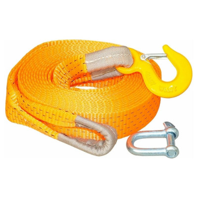 Буксировочный трос АвтоDело 10 т, лента 6 м, крюк-скоба 44511 14671
