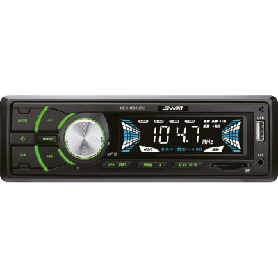 SWAT 1 din медиа ресивер,4x50 вт,MP3,USB,SD,2RCA зел.кнопки, съёмная окантовка/ MEX-1033UBG SWAT MEX-1033UBG