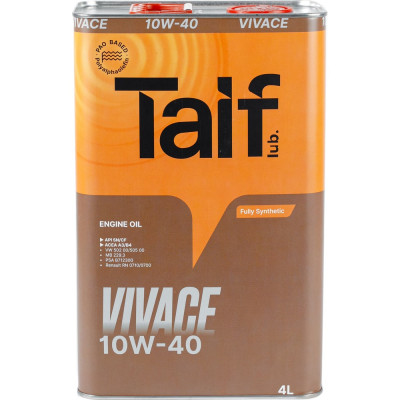 Taif Масло моторное синтетическое VIVACE 10W-40 SN 4Л 211030