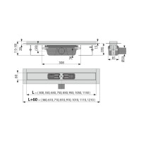 Водоотводящий желоб с порогами для цельной решетки Alcadrain APZ6S-650 Professional 00066085