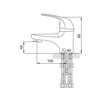 Смеситель для умывальника Melodia della vita Classica картридж д.40 мм, без гибкой подводки 65081