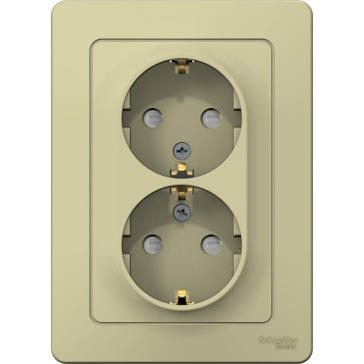Розетка Systeme Electric Blanca внутр Беж 2-ая с/з со шторками, 16А, 250В SE BLNRS001127