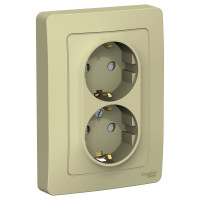 Розетка Systeme Electric Blanca внутр Беж 2-ая с/з со шторками, 16А, 250В SE BLNRS001127