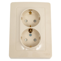 Розетка Systeme Electric Blanca внутр Беж 2-ая с/з со шторками, 16А, 250В SE BLNRS001127