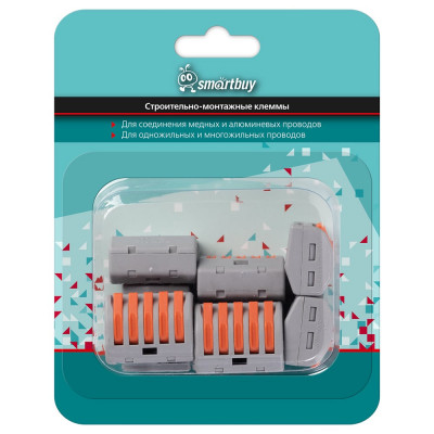 Строительно монтажная клемма Smartbuy с рычагами 5 отверстий, розничная упаковка SBE-cwcc-5-rp