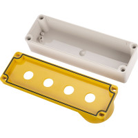 Корпус TDM ELECTRIC КП104 c козырьком для кнопок 4 места IP66 ABS желтый SQ0705-0014