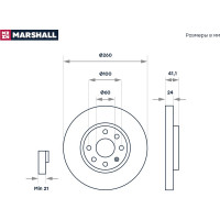 Тормозной диск передний Opel Combo C 01- / Meriva A 03- MARSHALL M2000533