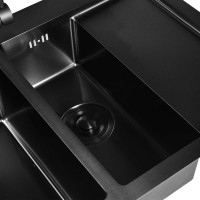 Комплект кухонная мойка из нержавеющей стали WISENT 7851B-SL с PVD покрытием 78x51см WS37851B-SL/WS-02-2B/W302644B