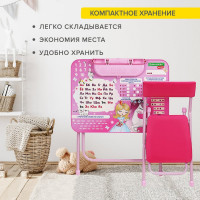 Комплект детской мебели BRAUBERG NIKA KIDS ПРИНЦЕССА розовый, стол + стул, пенал 532635