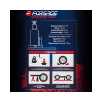 Бутылочный домкрат Forsage F-T91204(DS) 12 т, с клапаном, 217-407 мм 51454