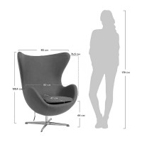 Кресло BRADEX EGG CHAIR серый, искусственная замша FR 0645