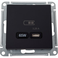 Розетка USB Systeme Electric ATLASDESIGN тип-C 65W высокоскор.заряд. QC, PD, механизм, КАРБОН ATN001027