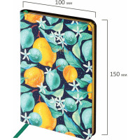 Блокнот BRAUBERG VISTA Lemon Story малый формат 100x150 мм А6, под кожу гибкий, срез фольга 80 листов 112096