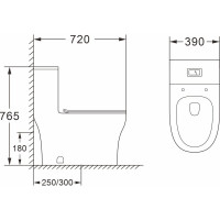Напольный безободковый унитаз-моноблок с сиденьем микролифт Azario SINTO 720x390x765 мм AZ-1098 00080316