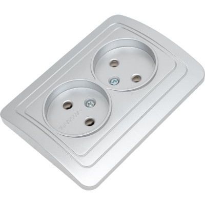 Розетка Smartbuy 2-местная без заземления 10А серебро, Марс SBE-02s-10-S2-N-c