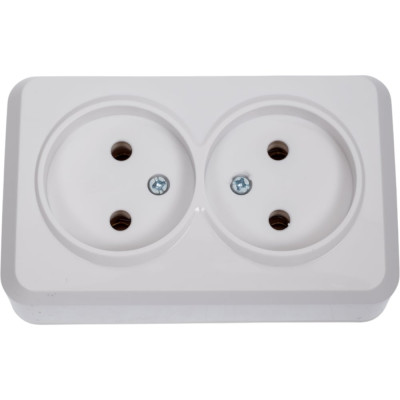 Розетка Smartbuy 2-местная 10А без заземления белая Юпитер SBE-03w-10-S2-N